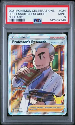 2021 POKEMON CELEBRATIONS #024 FULL ART/PROFESSOR'S RESEARCH PSA 9 - Image 1
