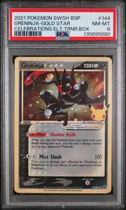2021 POKEMON SWSH BLACK STAR PROMO #144 GRENINJA-GOLD STAR PSA 8 - Image 1