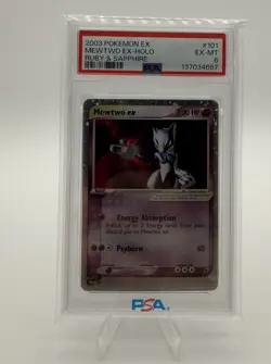 2003 POKEMON EX RUBY & SAPPHIRE #101 MEWTWO EX-HOLO PSA 6 - Image 1