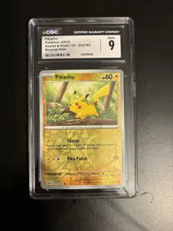 Pokemon Pikachu 60 HP Common CGC 9 SV: Scarlet & Violet 151 025/165 Reverse Holo - Image 1