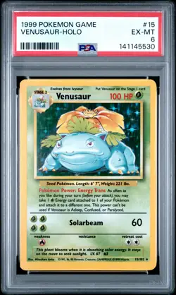1999 POKEMON BASE SET UNLIMITED #15 VENUSAUR-HOLO PSA 6 - Image 1