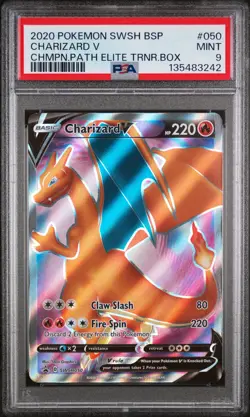 2020 POKEMON SWSH PROMO CHAMPION'S PATH ETB #050 CHARIZARD V PSA 9 - Image 1