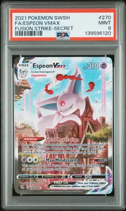 2021 POKEMON SWORD & SHIELD FUSION STRIKE SECRET #270 FULL ART/ESPEON VMAX PSA 9 - Image 1