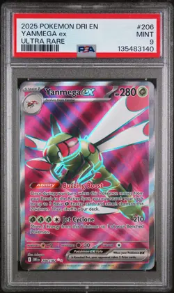 2025 POKEMON DRI EN-DESTINED RIVALS ULTRA RARE #206 YANMEGA EX PSA 9 - Image 1