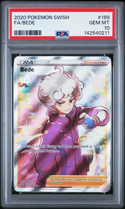 2020 POKEMON SWORD & SHIELD #199 FULL ART/BEDE PSA 10 - Image 1