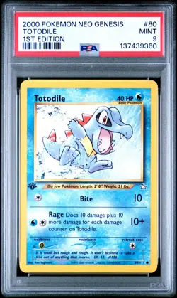 2000 POKEMON NEO GENESIS 1ST EDITION #80 TOTODILE PSA 9 - Image 1