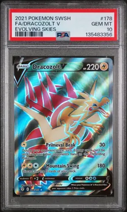 2021 POKEMON SWORD & SHIELD EVOLVING SKIES #178 FULL ART/DRACOZOLT V PSA 10 - Image 1