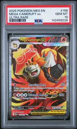 2025 POKEMON MEG EN-MEGA EVOLUTION ULTRA RARE #156 MEGA CAMERUPT EX PSA 10 - Image 1