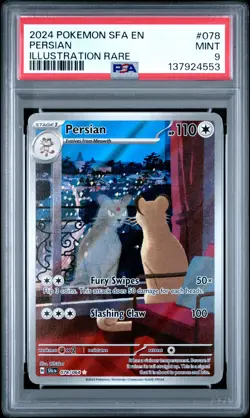 2024 POKEMON SFA EN-SHROUDED FABLE ILLUSTRATION RARE #078 PERSIAN PSA 9 - Image 1