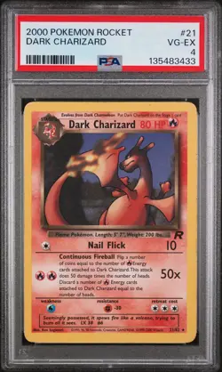 2000 POKEMON ROCKET #21 DARK CHARIZARD PSA 4 - Image 1