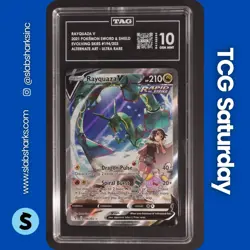 2021 POKEMON SWORD & SHIELD EVOLVING SKIES #194/203 RAYQUAZA V ULTRA RARE TAG 10 - Image 1