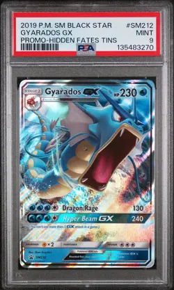 2019 POKEMON SM BLACK STAR PROMO HIDDEN FATES TINS #SM212 GYARADOS GX PSA 9 - Image 1