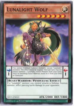 Yugioh - Lunalight Wolf SHVI-EN012 1st Edition - Shining Victories - Image 1