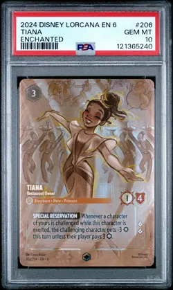 2024 DISNEY LORCANA EN 6-AZURITE SEA ENCHANTED TIANA - RESTAURANT OWNER PSA 10 - Image 1