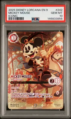 2025 DISNEY LORCANA EN 9-FABLED ICONIC MICKEY MOUSE - BRAVE LITTLE PRINCE PSA 10 - Image 1