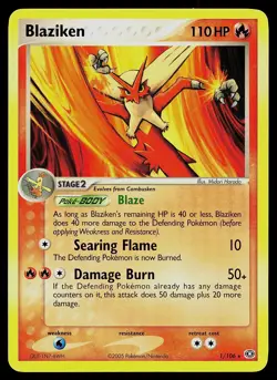 Pokemon Card - Blaziken Emerald 1/106 Rare Non-Holo - Image 1