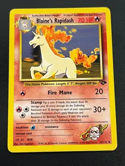 Blaine's Rapidash 33/132 - Gym Challenge WOTC Vintage Pokemon TCG Card LP - Image 1