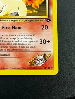 Blaine's Rapidash 33/132 - Gym Challenge WOTC Vintage Pokemon TCG Card LP - Image 3
