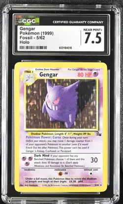 CGC 7.5 Gengar 1999 Fossil 5/62 Holo Pokemon Card - Image 1