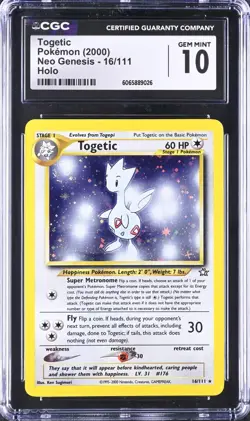 CGC 10 GEM MINT Togetic 2000 Neo Genesis 16/111 Holo SWIRL Pokemon Card psa - Image 1