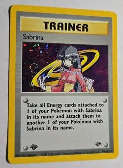 Pokemon Card - Gym Challenge 20/132 - SABRINA (holo-foil) 1st Edition SWIRL NM! - Image 1