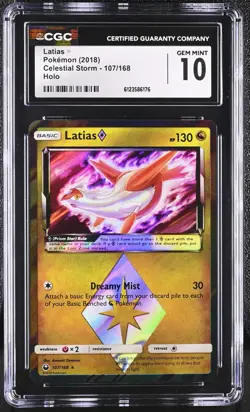 CGC 10 GEM MINT Latias 2018 Celestial Storm 107/168 Holo Pokemon Card - Image 1