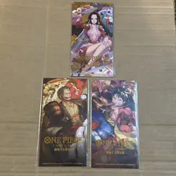 One Piece TCG New Year Red Packet Boa Hancock Luffy Zoro Set of 3 Promo Cards - Image 1