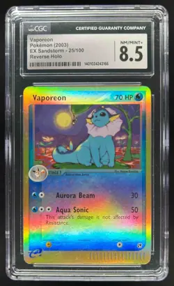 2003 Pokemon EX Sandstorm Vaporeon Reverse Holo #25/100 CGC 8.5 - Image 1