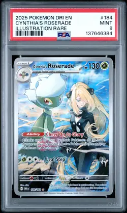 2025 POKEMON DRI EN-DESTINED RIVALS ILLUSTRATION RARE CYNTHIA'S ROSERADE PSA 9 - Image 1