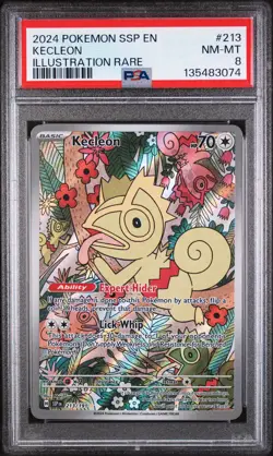 2024 POKEMON SSP EN-SURGING SPARKS ILLUSTRATION RARE #213 KECLEON PSA 8 - Image 1