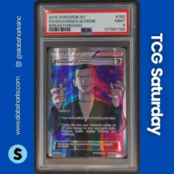 2015 POKEMON XY BREAKTHROUGH #162/162 GIOVANNI'S SCHEME FULL ART TRAINER PSA 9 - Image 1
