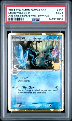 2021 POKEMON SWSH PROMO CELEBRATIONS COLLECTION #136 MIMIKYU-HOLO PSA 9 - Image 1