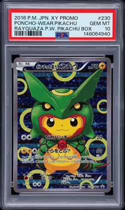 2016 POKEMON JAPANESE XY PROMO #230 PONCHO-WEARING PIKACHU PSA 10 - Image 1