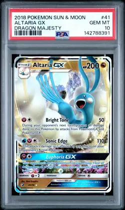 2018 POKEMON SUN & MOON DRAGON MAJESTY #41 ALTARIA GX PSA 10 - Image 1