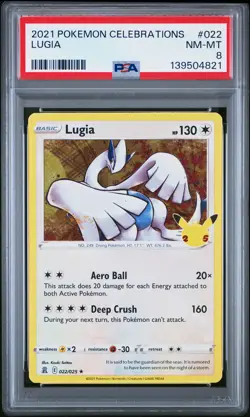 2021 POKEMON CELEBRATIONS #022 LUGIA PSA 8 - Image 1