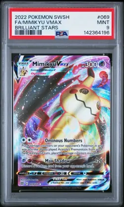 2022 Pokemon Brilliant Stars Mimikyu VMAX #069 Full Art Sword Shield PSA 9 Mint - Image 1
