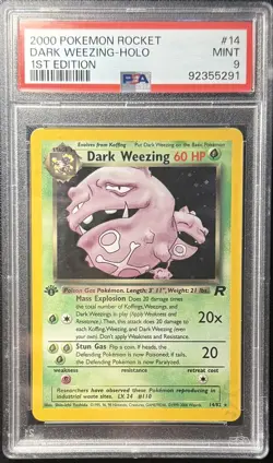 Pokemon TCG Team Rocket Dark Weezing 14/82 Holo Rare 1st Edition PSA 9 - Image 1