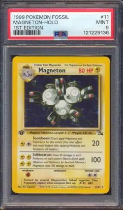 1999 POKEMON FOSSIL MAGNETON #11 HOLO 1ST EDITION PSA 9 - Image 1