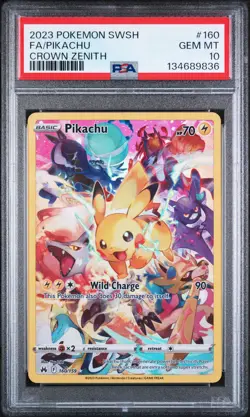 2023 POKEMON SWORD & SHIELD CROWN ZENITH #160 FULL ART/PIKACHU PSA 10 - Image 1