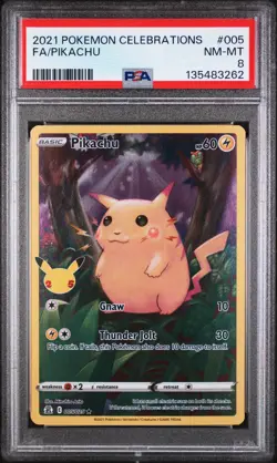 2021 POKEMON CELEBRATIONS #005 FULL ART/PIKACHU PSA 8 - Image 1