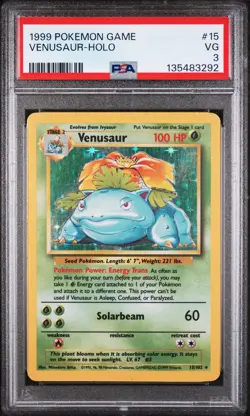1999 POKEMON BASE SET UNLIMITED #15 VENUSAUR-HOLO PSA 3 - Image 1