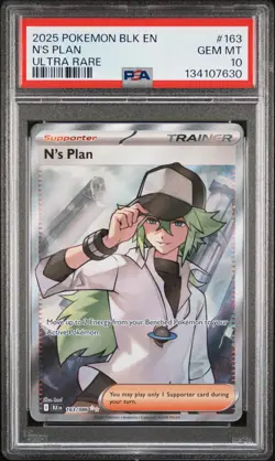 2025 POKEMON BLK EN-BLACK BOLT ULTRA RARE #163 N'S PLAN PSA 10 - Image 1