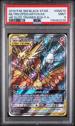 2019 POKEMON SM BLACK STAR PROMO FULL ART/MOLTRES & ZAPDOS & ARTICUNO GX PSA 9 - Image 1