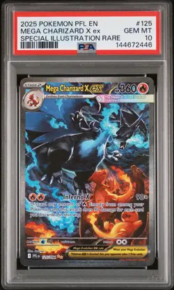 2025 POKEMON PFL EN-PHANTASMAL FLAMES #125 MEGA CHARIZARD X EX PSA 10 - Image 1