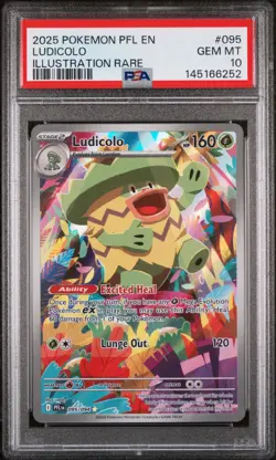 PSA 10 LUDICOLO #095 ILLUSTRATION RARE 2025 POKEMON PFL EN PHANTASMAL FLAMES - Image 1