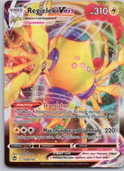 POKEMON TCG REGIELEKI VMAX 058/195 SIT HOLO RARE VMAX SILVER TEMPEST POKEMON - Image 1