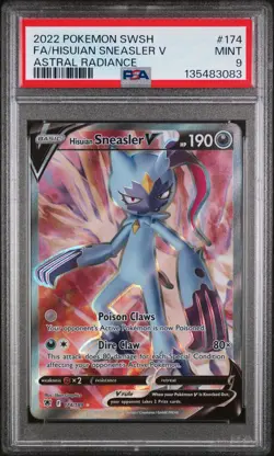 2022 POKEMON SWORD & SHIELD ASTRAL RADIANCE #174 FULL ART/HISUIAN SNEASLER PSA 9 - Image 1