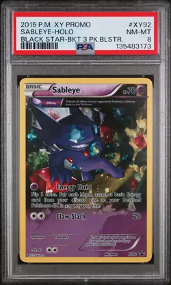 2015 POKEMON XY BLACK STAR PROMOS #XY92 SABLEYE-HOLO PSA 8 - Image 1