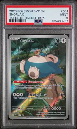 2023 POKEMON SVP EN-SV BLACK STAR PROMO 151 ELITE TRAINER BOX #051 SNORLAX PSA 9 - Image 1