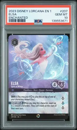 2023 DISNEY LORCANA THE FIRST CHAPTER ENCHANTED ELSA SPIRIT OF WINTER PSA 10 - Image 1